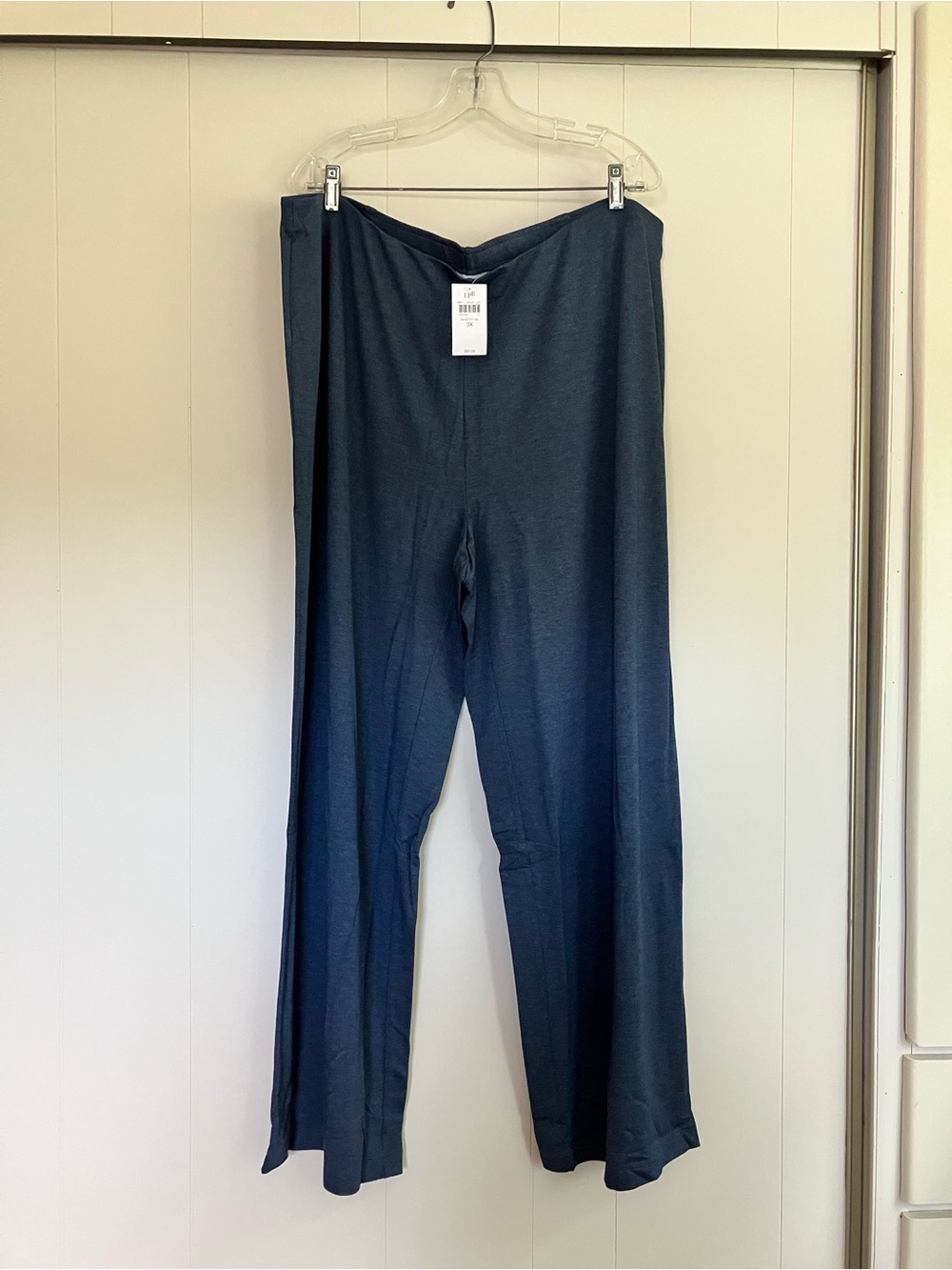 J. Jill Pure Jill Tranquility Fleece Heathered Blue Pull On Wide Leg Pants